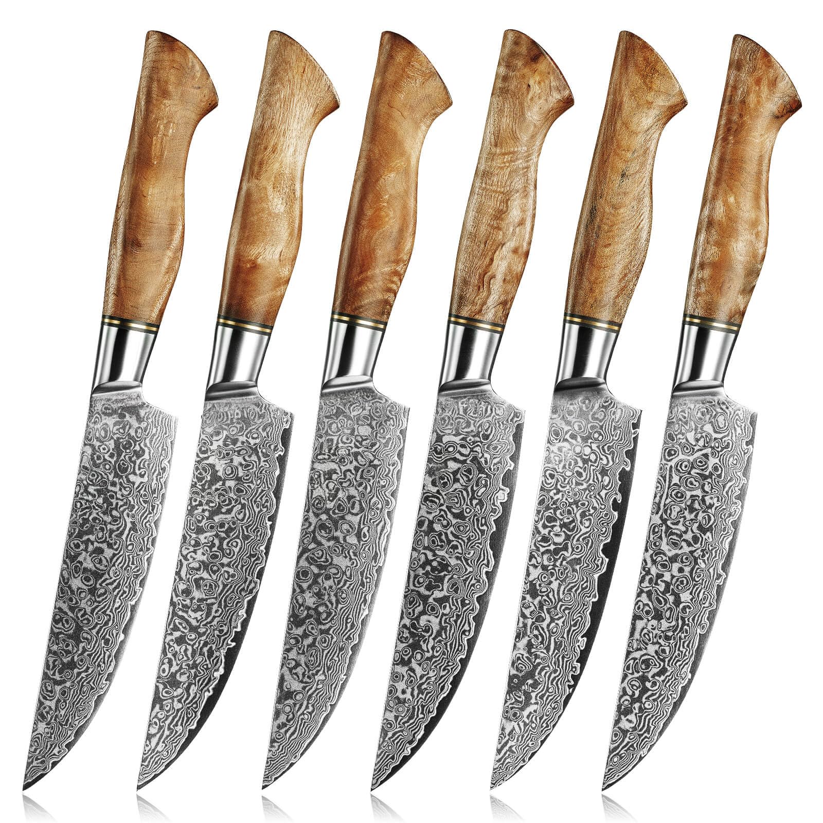 Amazon.com: SENKEN 6-Piece Damascus Steel Steak Knife Set - Non